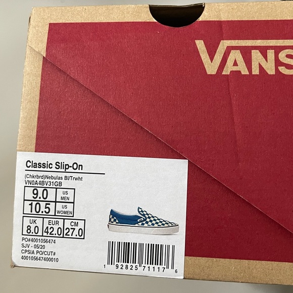 Vans slip on blue checkerboard. Mens size 9 - Picture 2 of 4